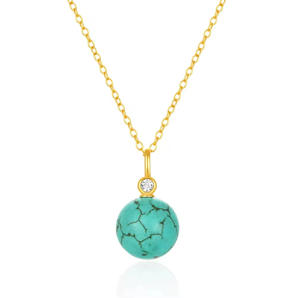 NF0022-wholesale-s925-sterling-silver-turquoise-ball-pendant-necklace-with-cubic-zirconia-in-bulk-Wholesale-Jewelry-Suppliers-Atjuly-Jewelry