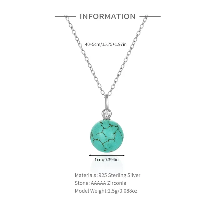 NF0022-wholesale-s925-sterling-silver-turquoise-ball-pendant-necklace-with-cubic-zirconia-in-bulk-Wholesale-Jewelry-Suppliers-Atjuly-Jewelry