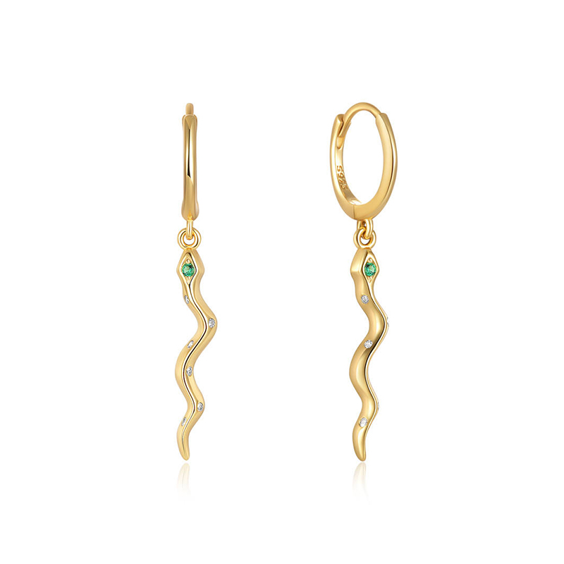 EF0030-custom-gold-snake-earring-hoop-sterling-silver-green-zircon-animal-pattern-jewelry-wholesale-Wholesale-Jewelry-Suppliers-Atjuly-Jewelry