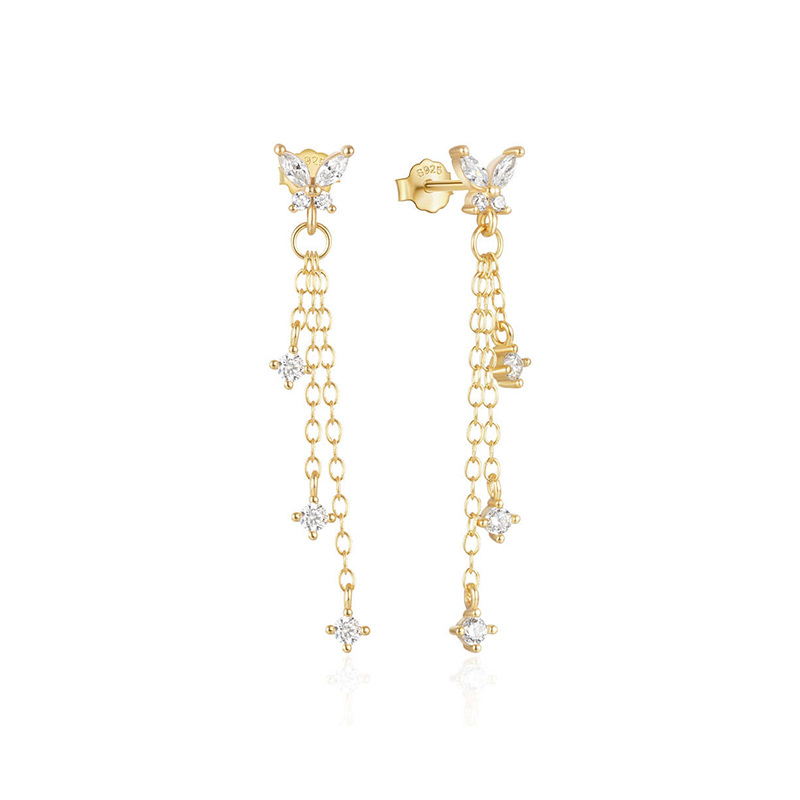 EF0040-butterfly-earrings-manufacturer-sterling-silver-long-tassel-chain-stud-earring-18k-gold-plated-zircon-Wholesale-Jewelry-Suppliers-Atjuly-Jewelry