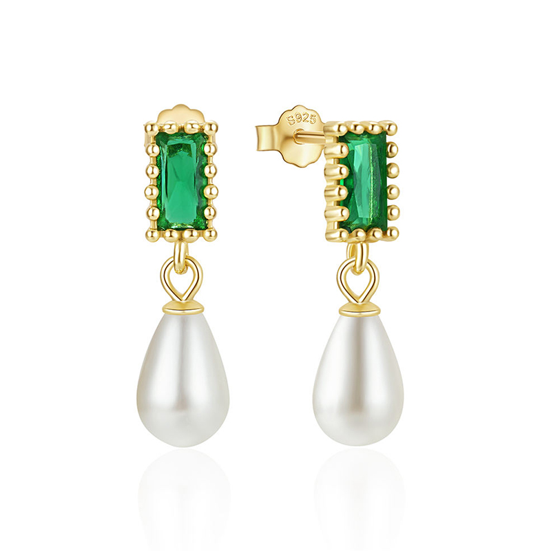 EF0068-odm-chain-pearl-earrings-factory-925-sterling-silver-pearls-square-emerald-stud-earrings-wholesale-Wholesale-Jewelry-Suppliers-Atjuly-Jewelry