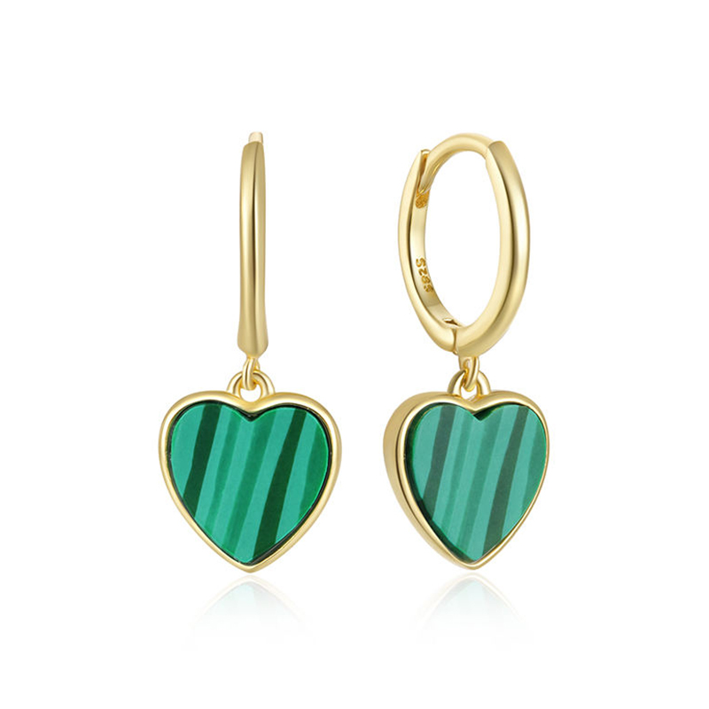 EF0079-wholesale-bulk-silver-hoop-earrings-gold-plated-heart-shaped-wholesale-green-malachite-jewelry-Wholesale-Jewelry-Suppliers-Atjuly-Jewelry