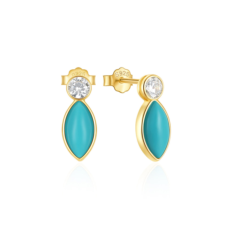 EF0084-wholesale-silver-turquoise-earrings-18k-gold-plated-cubic-zirconia-marquise-stud-earrings-factories-Wholesale-Jewelry-Suppliers-Atjuly-Jewelry