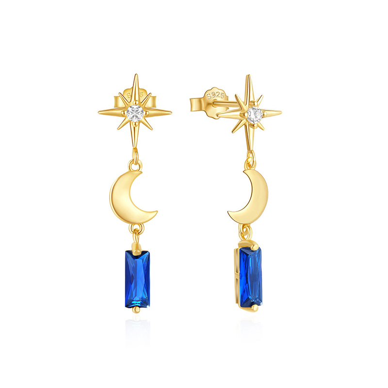 EF0087-china-custom-moon-star-huggie-hoop-earrings-18k-gold-plated-rectangle-blue-zircon-gemstone-stud-earrings-Wholesale-Jewelry-Suppliers-Atjuly-Jewelry