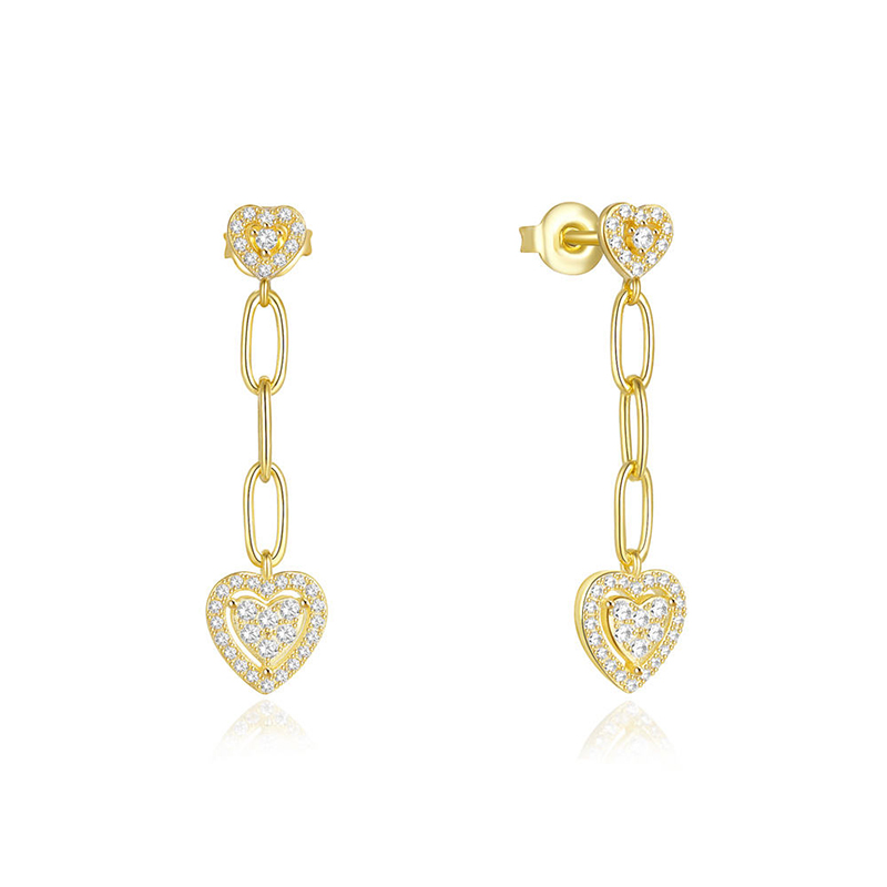 EF0098-wholesale-cubic-zirconia-earrings-stud-love-heart-18k-gold-plated-long-tassel-chain-heart-drop-earrings-Wholesale-Jewelry-Suppliers-Atjuly-Jewelry