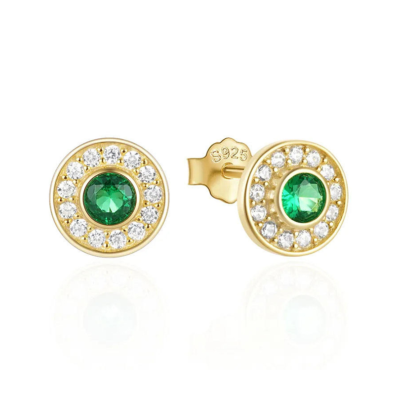 EF0110-stud-earrings-factories-18k-gold-sliver-zircon-cz-round-green-rhinestone-stud-earrings-factory-Wholesale-Jewelry-Suppliers-Atjuly-Jewelry